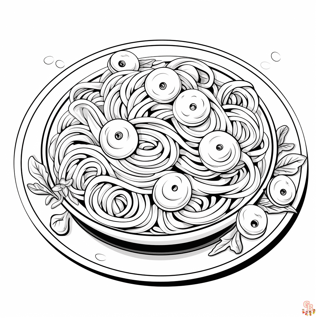 Printable spaghetti coloring pages free for kids and adults