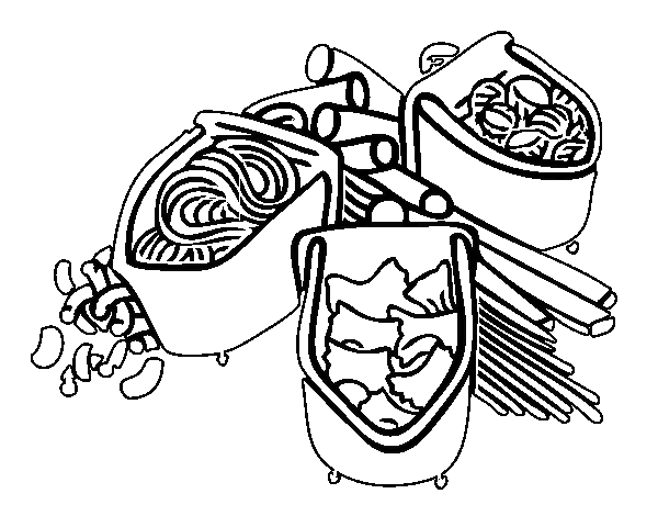 Varieties of pasta coloring page