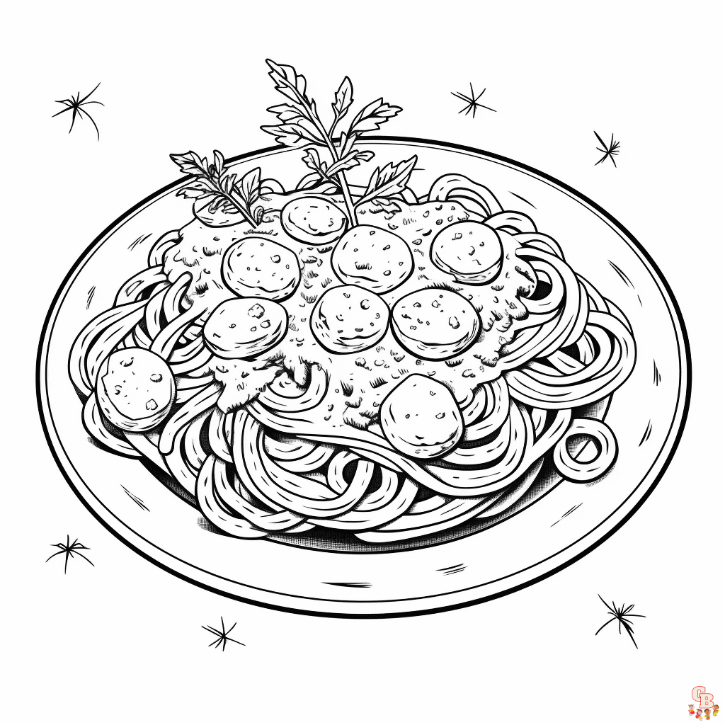 Printable spaghetti coloring pages free for kids and adults
