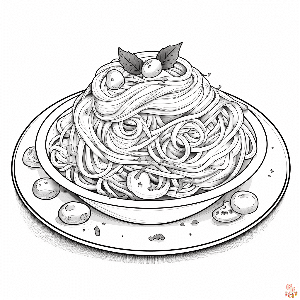 Printable spaghetti coloring pages free for kids and adults