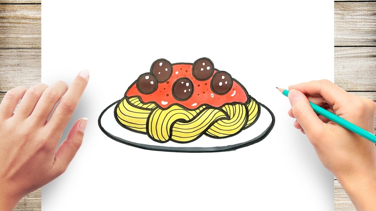 How to draw spaghetti and eatballs