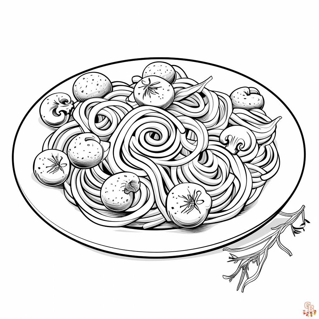 Printable spaghetti coloring pages free for kids and adults