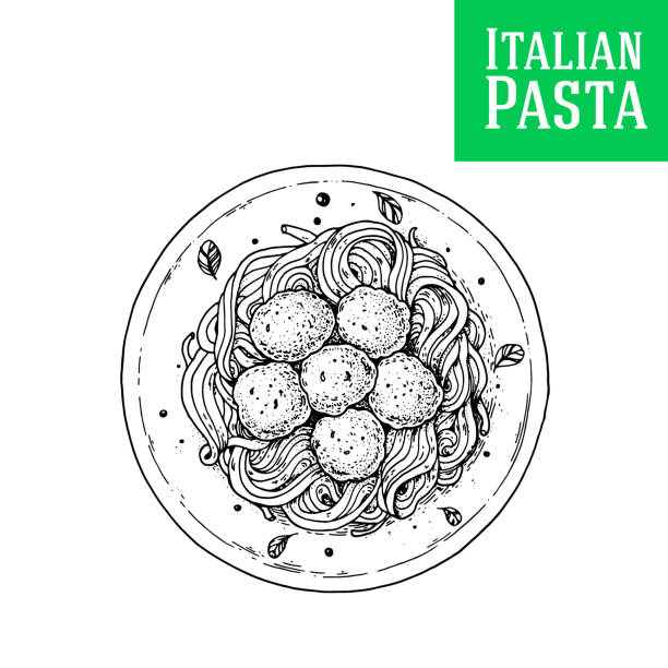 Spaghetti and meatballs stock illustrations royalty