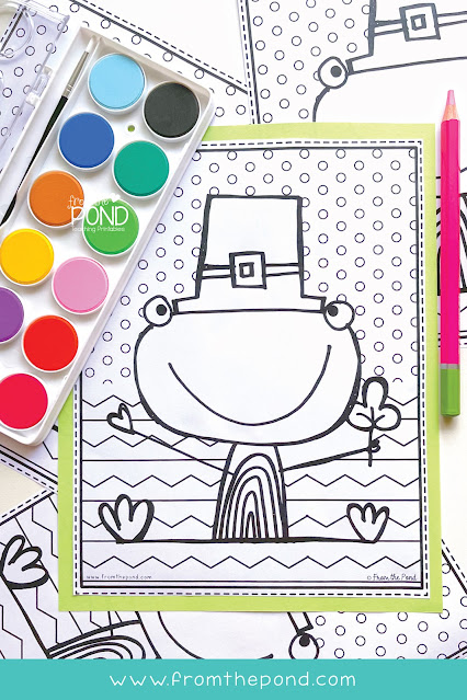 Frog st patricks day coloring page from the pond