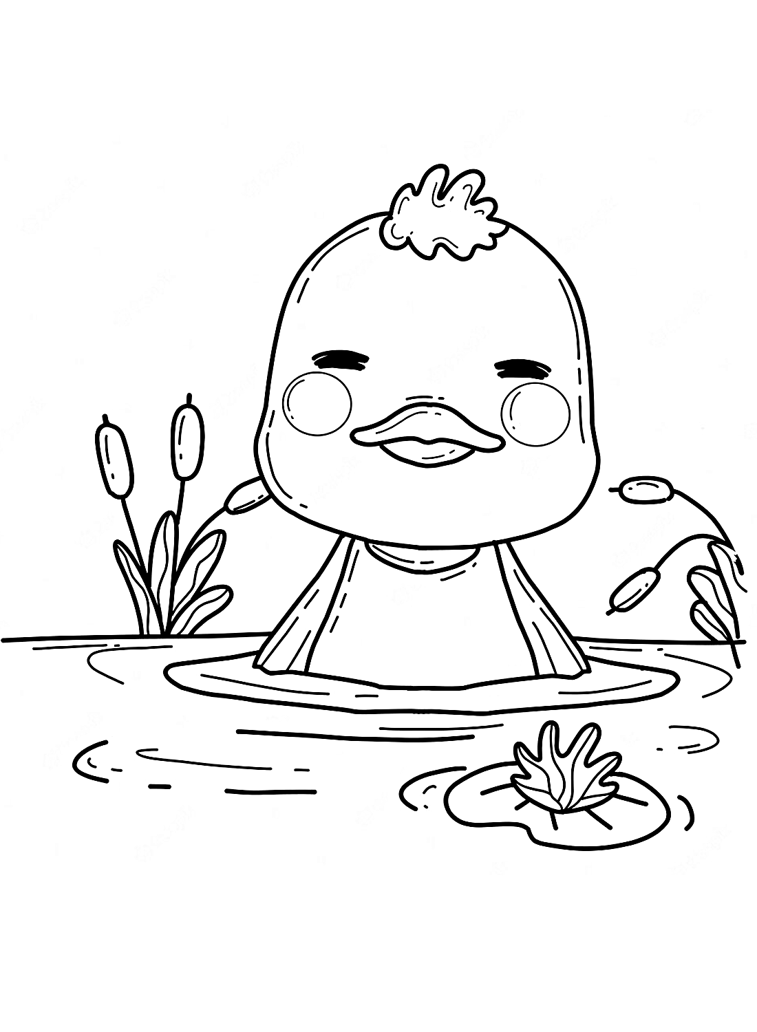 Cartoon duckling coloring page