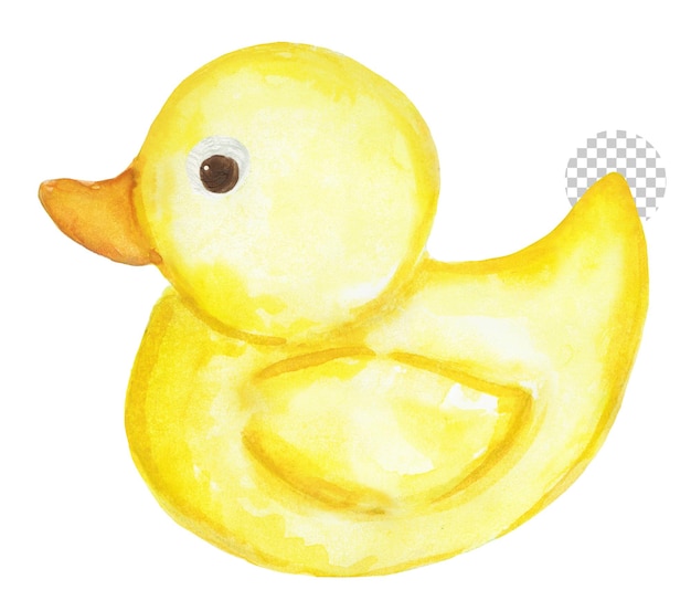 Premium psd yellow duck on white background watercolor drawing illustration cartoon forest animal for print