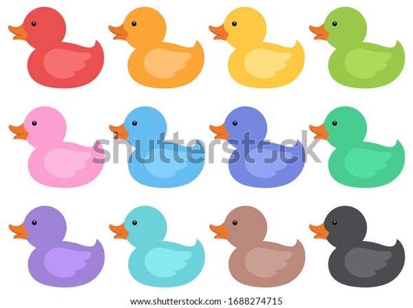 Cute rubber duckies flat vector style stock vector royalty free