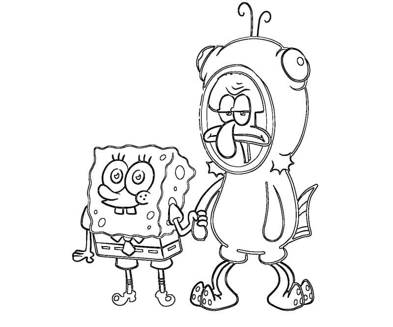 Spongebob and squidward tentacles coloring page