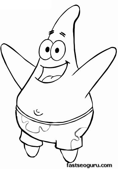 Printable cartoon spongebob patrick coloring page star coloring pages spongebob drawings cartoon coloring pages