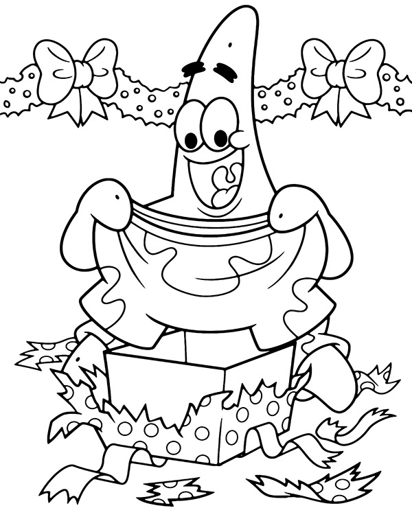 Christmas coloring page with patrick