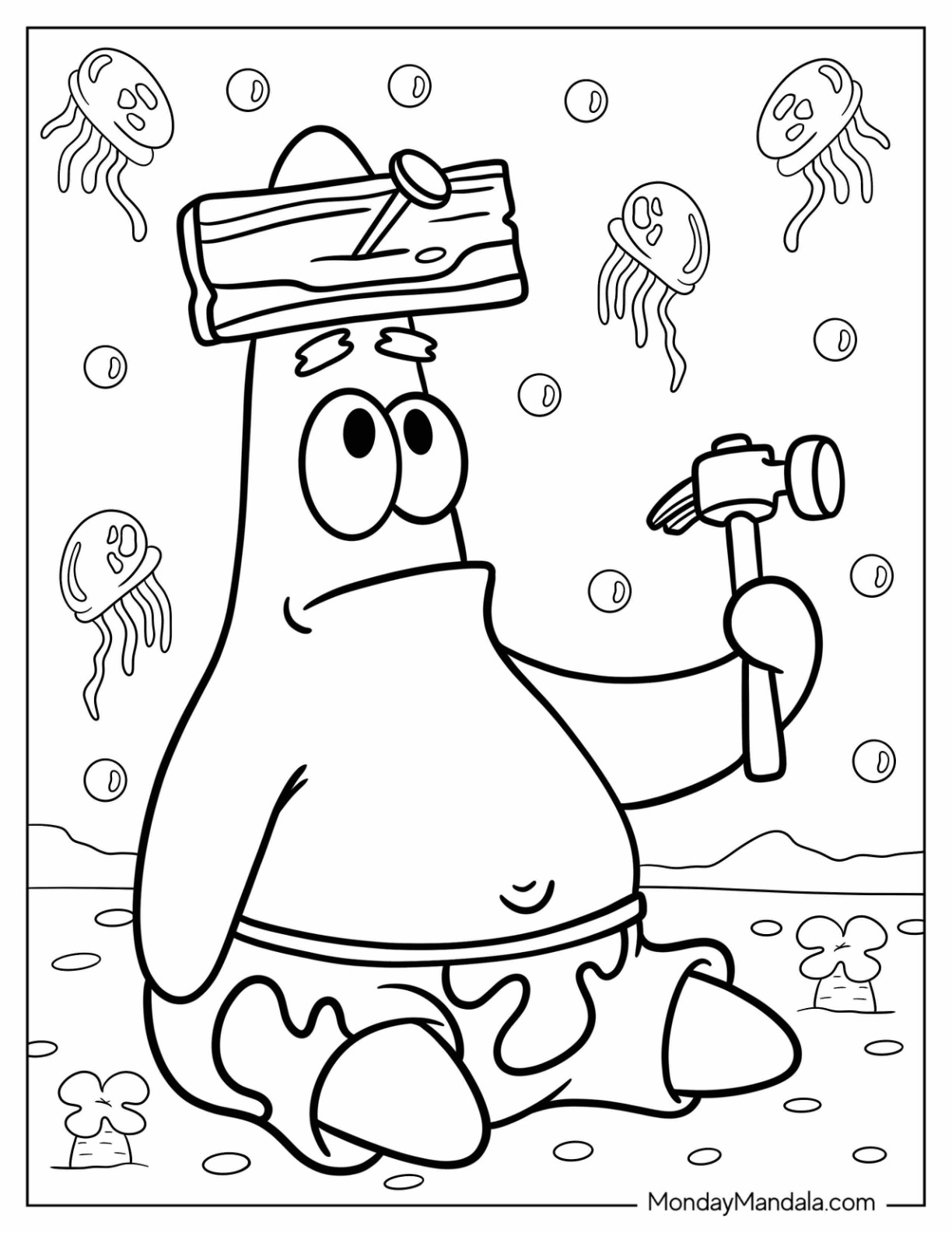 Patrick star coloring pages free pdf printables