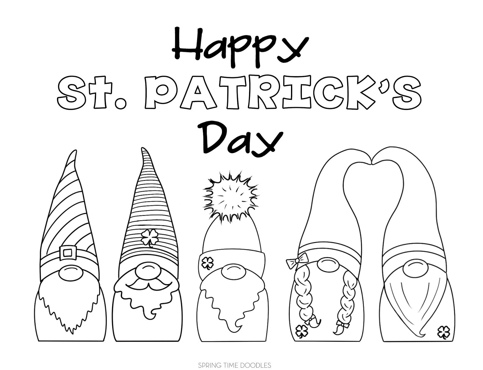 St patricks day free coloring pages spring time doodles