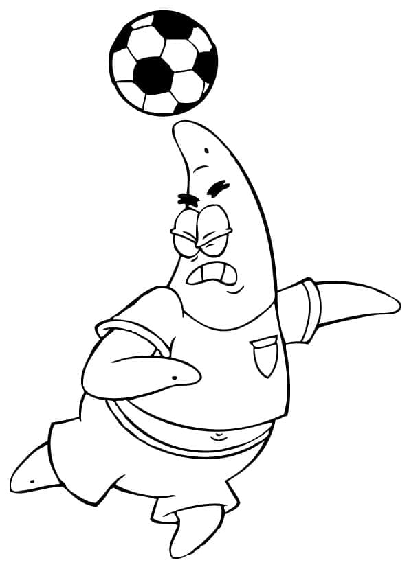 Patrick star playing soccer coloring page