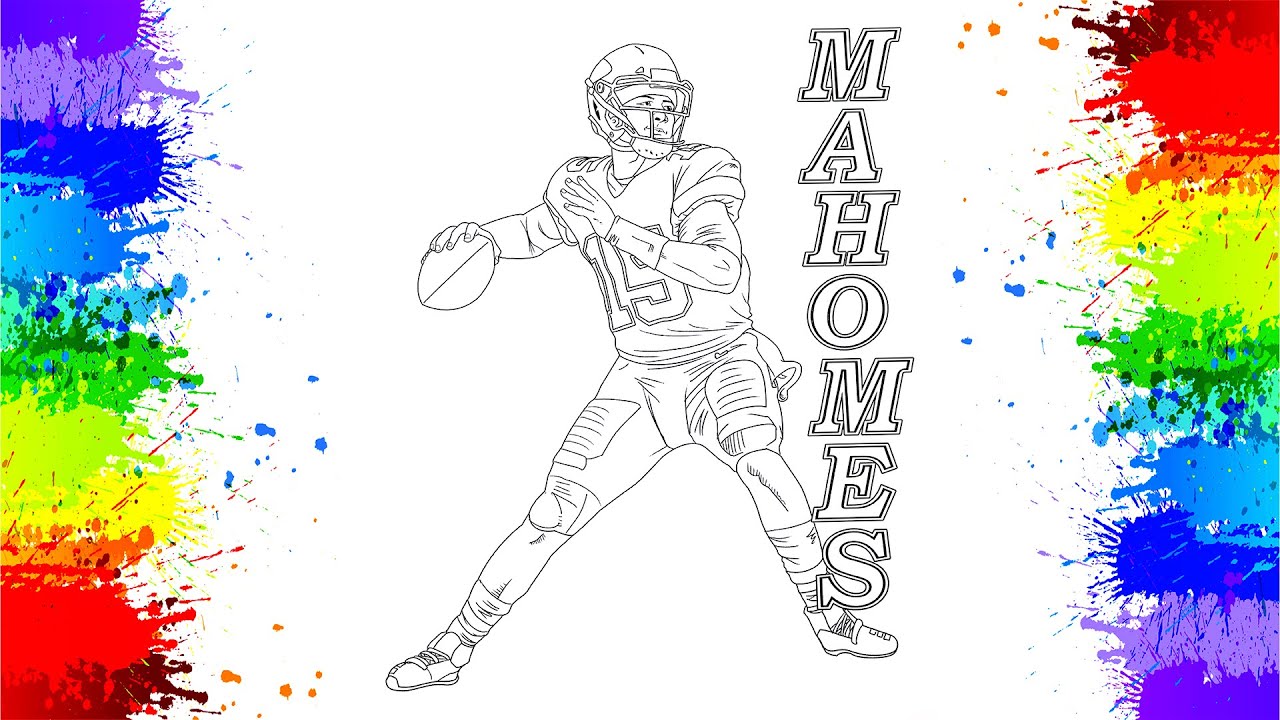 Patrick mahomes american football coloring page markers coloring hobby