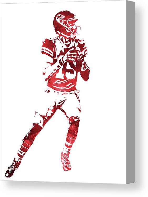 Patrick mahomes kansas city chiefs water color pixel art canvas print canvas art by joe hamilton