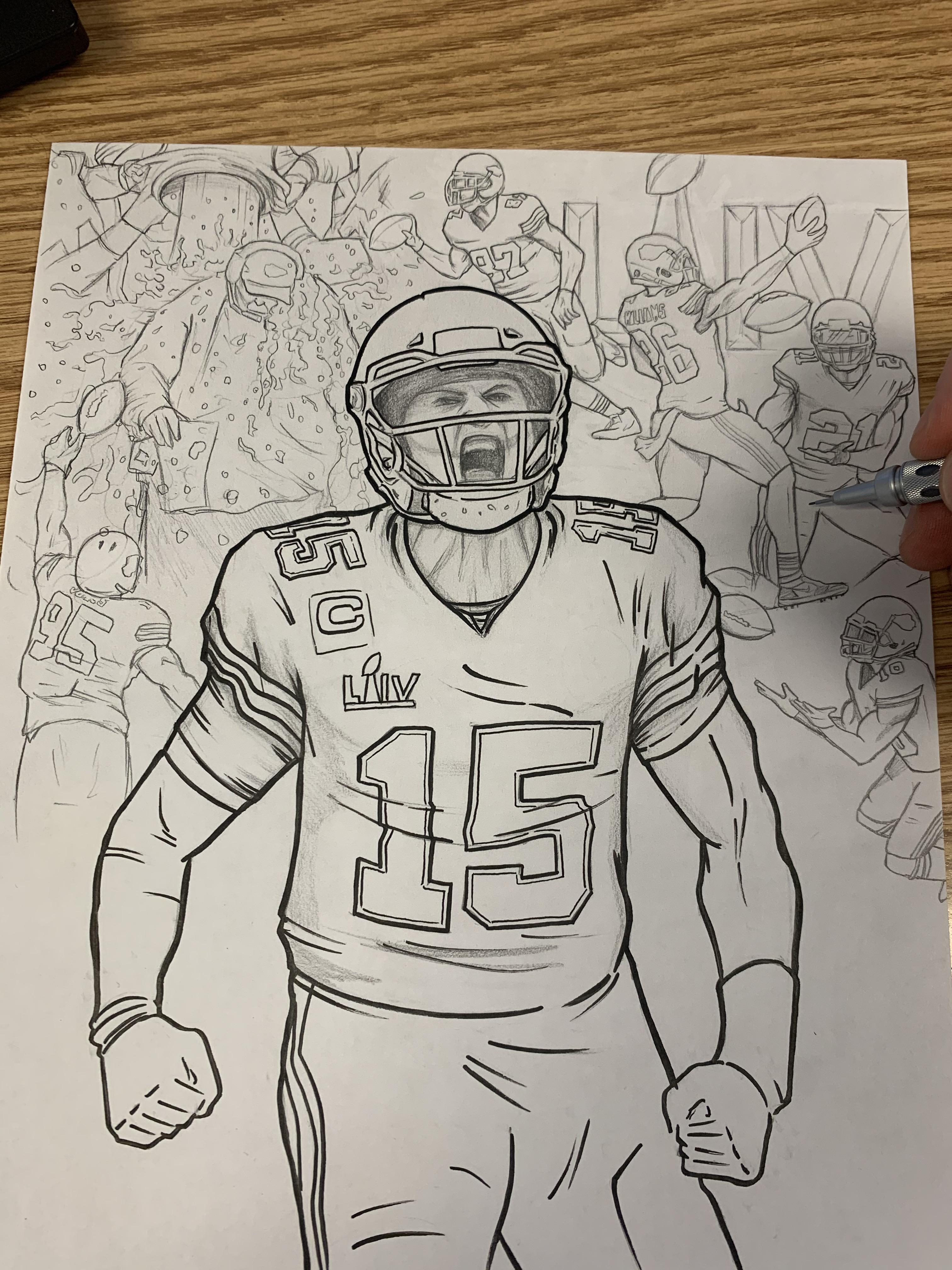 Check it out pencils done on my super bowl champs mural ive still gotta clean it up quite a bit but what do you think so far rkansascitychiefs