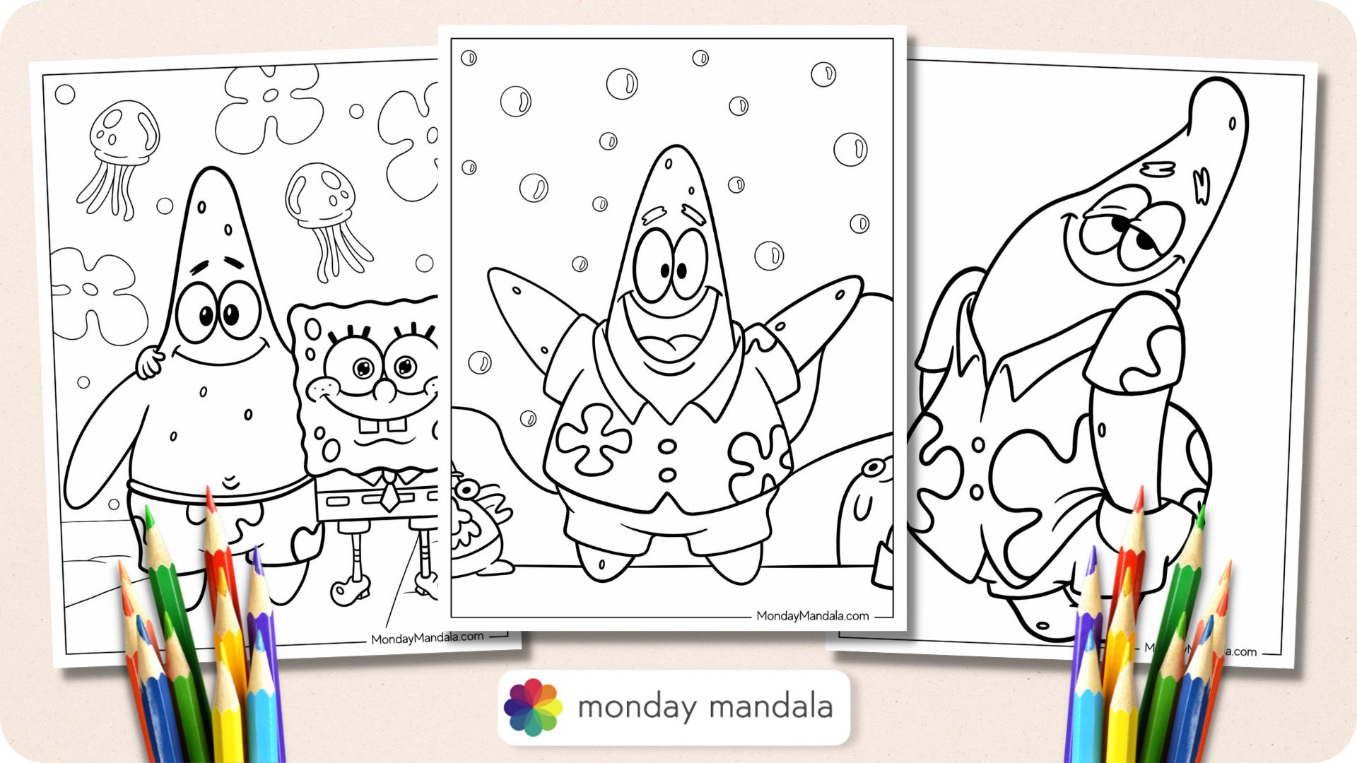 Patrick star coloring pages free pdf printables