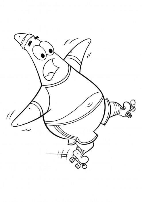 Patrick star on roller skates coloring page