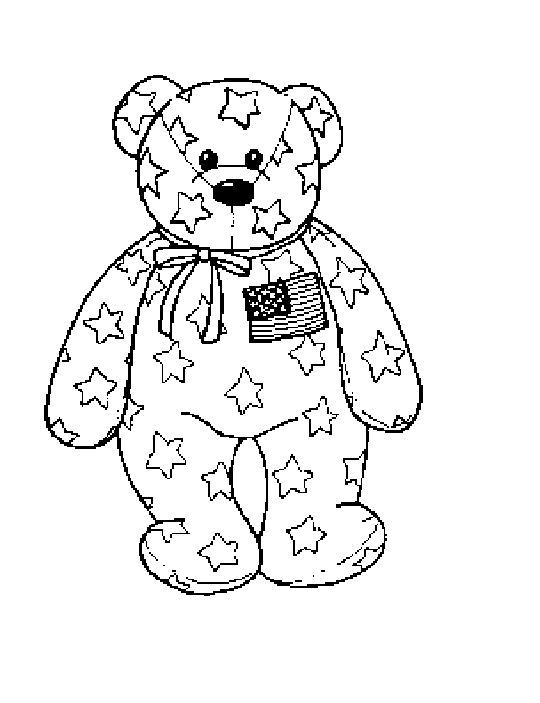 Patriotic beanie baby bear coloring page