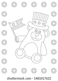 Coloring page patriotic american teddy bear vector de stock libre de regalãas