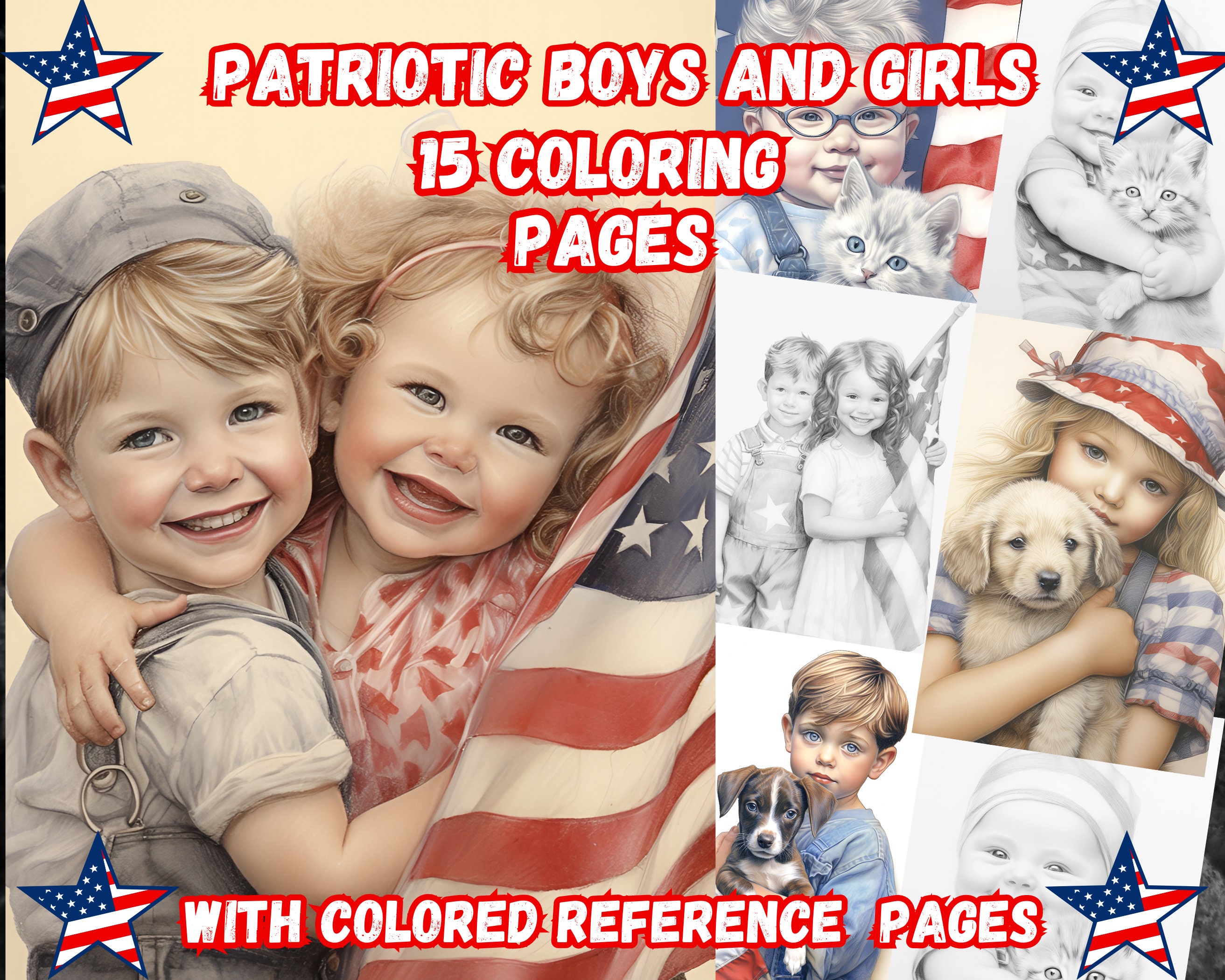 Patriotic boys girls adult coloring pages grayscale coloring