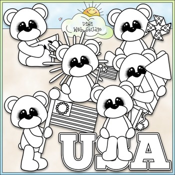 July patriotic bears clip art