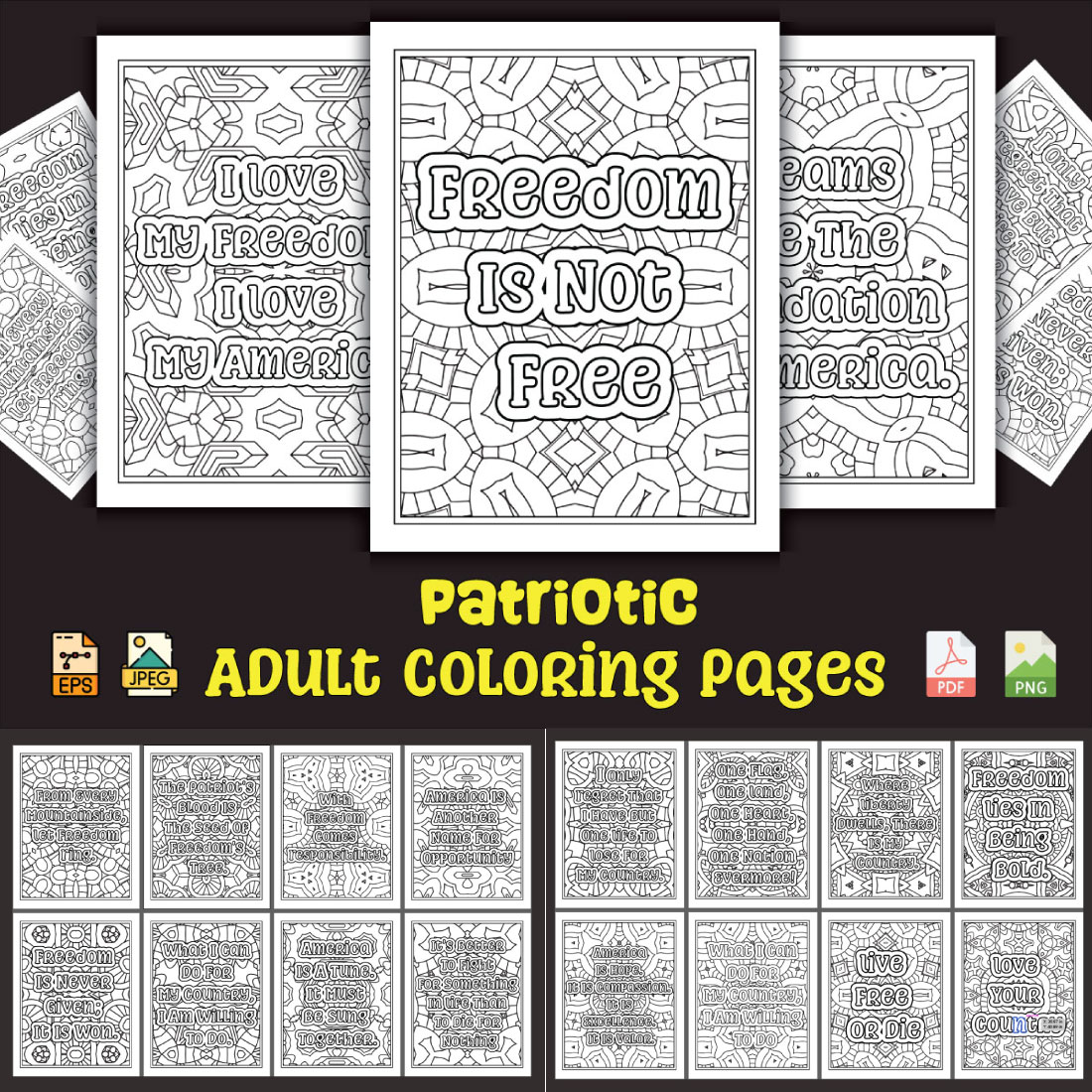 Patriotic coloring pages for adults kdp coloring book