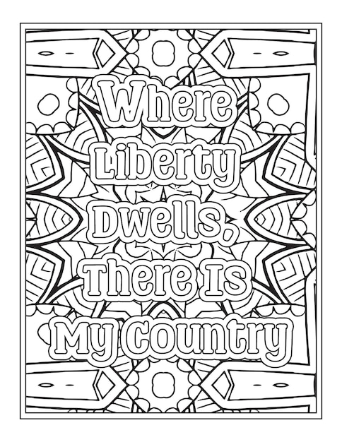 Premium vector patriotic quotes coloring pages for kdp coloring pages