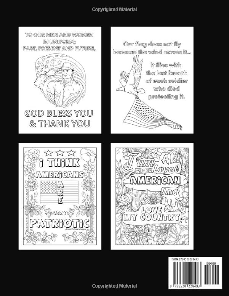 The patriotic adult coloring book unique coloring pages for adults relaxation stress relief and relax with usa patriotic theme quotes for grown