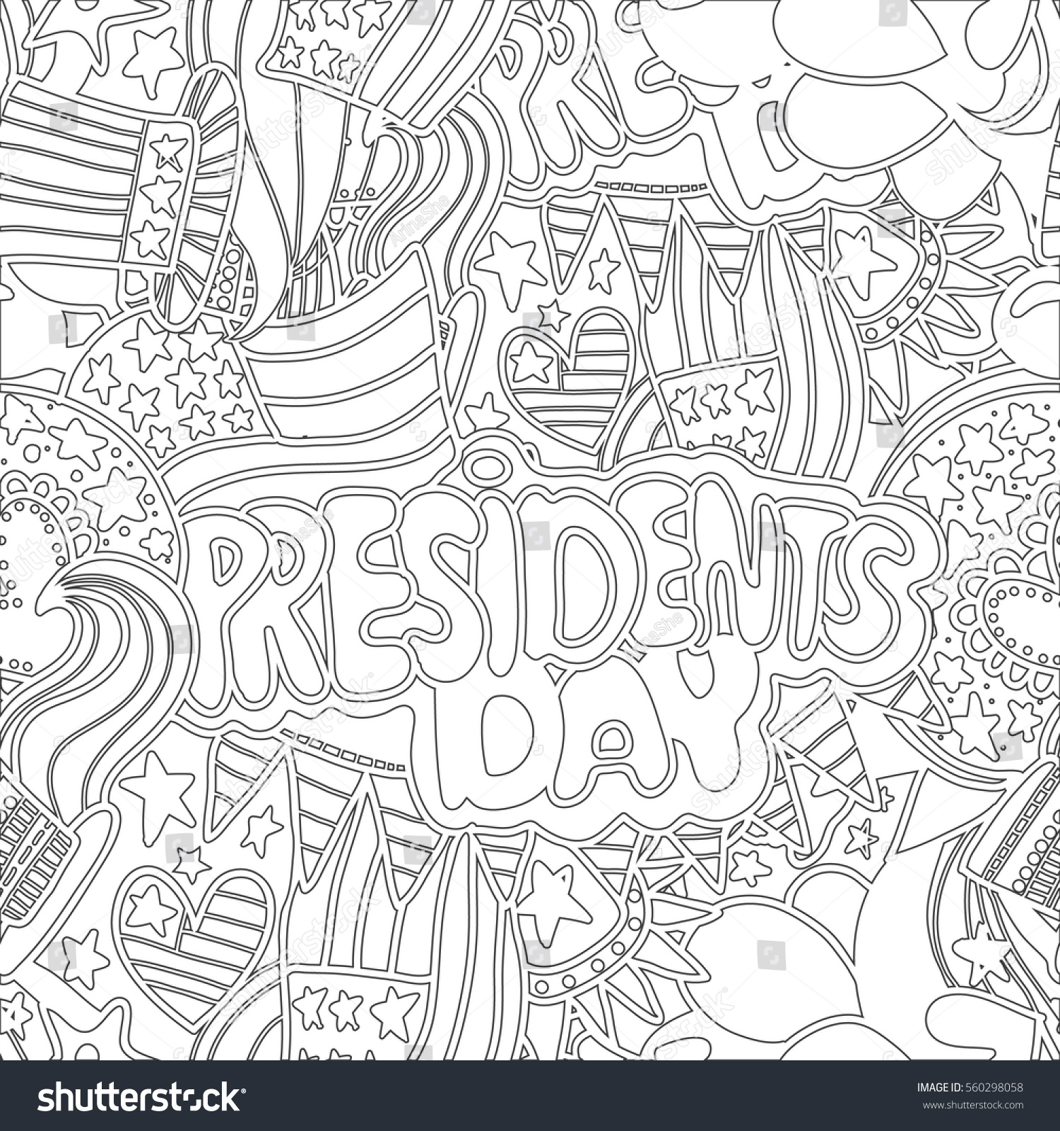 Coloring page hand drawing patriotic background stock vector royalty free