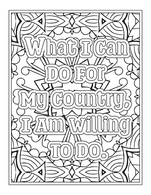 Premium vector patriotic quotes coloring pages for kdp coloring pages