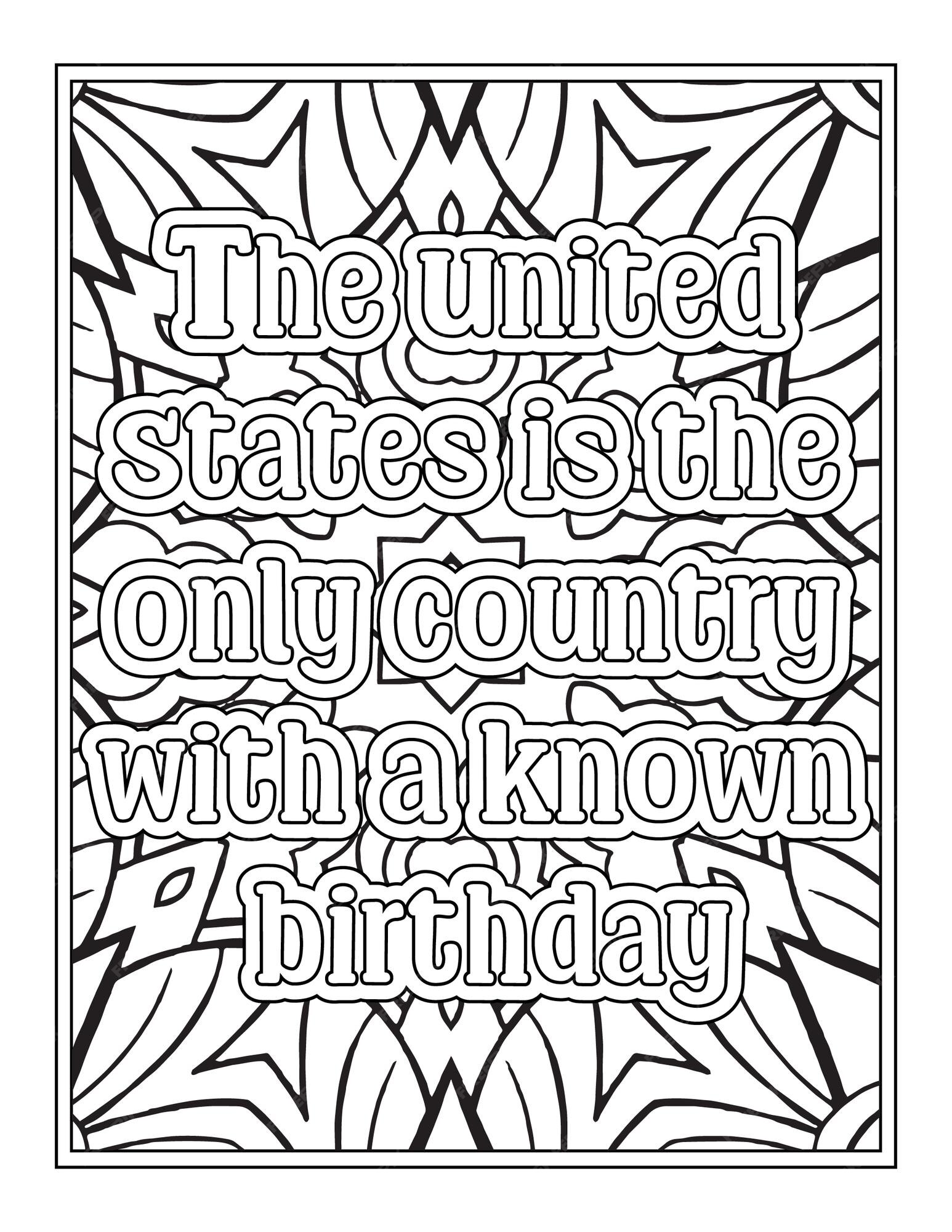 Premium vector patriotic quotes coloring pages for kdp coloring pages