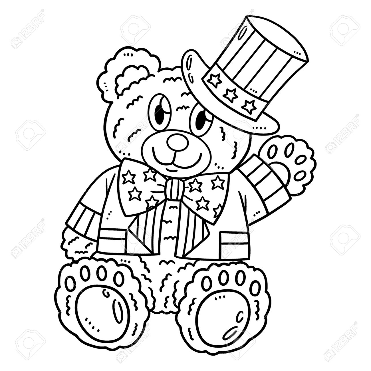 Stars and stripes bear isolated coloring page royalty free svg cliparts vectors and stock illustration image