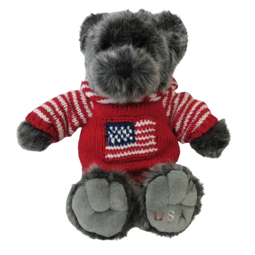 Dillards patriotic teddy bear plush smoky grey usa flag knitted sweater