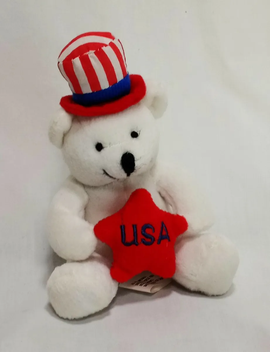 Teddy bear patriotic usa plush stuffed animal otc red white blue star