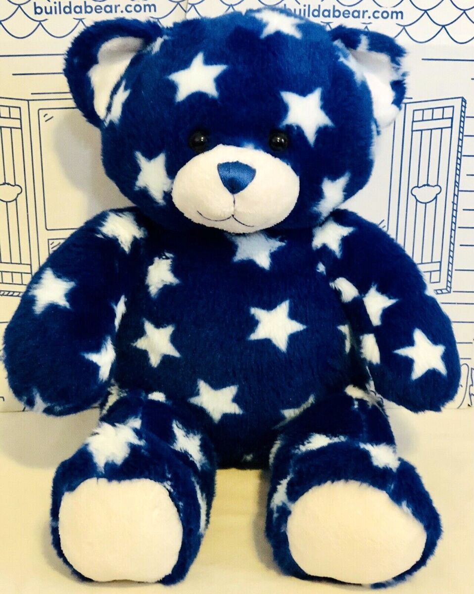 Build a bear blue white star plush stuffed animal doll toy patriotic teddy toy