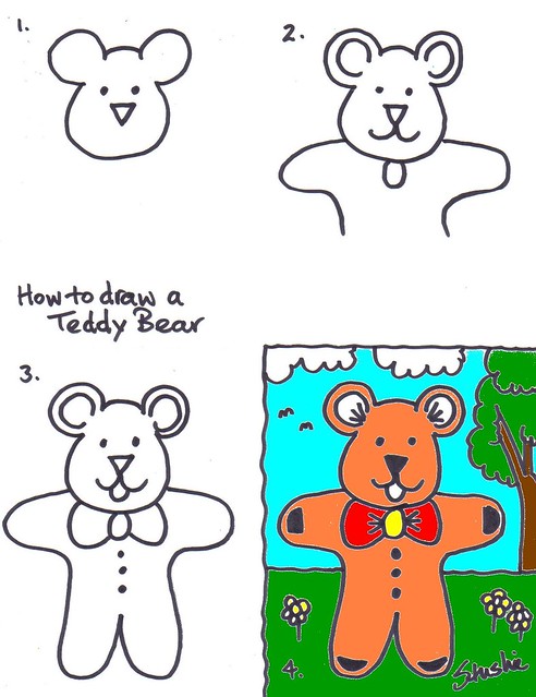 Kids art how to draw a teddy bear â stushie art