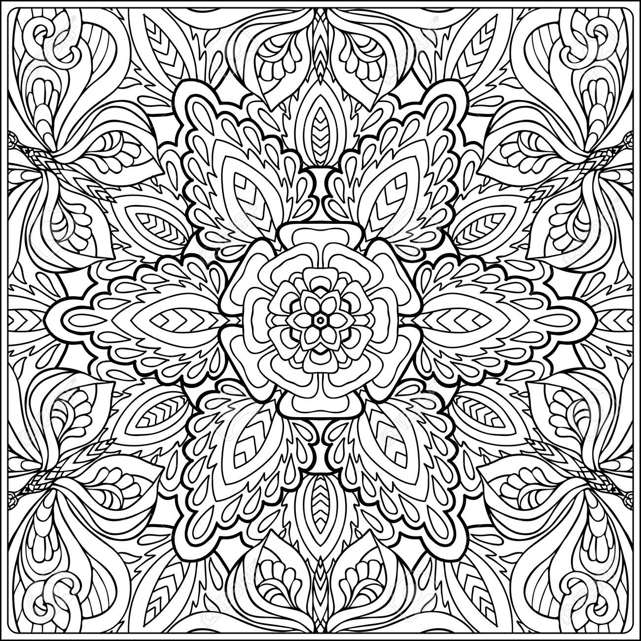 Seamless pattern outline hand drawing good for coloring page for the adult coloring book stock vector illustrationabstract vector decorative ethnic mandala black and white royalty free svg cliparts vectors and stock illustration