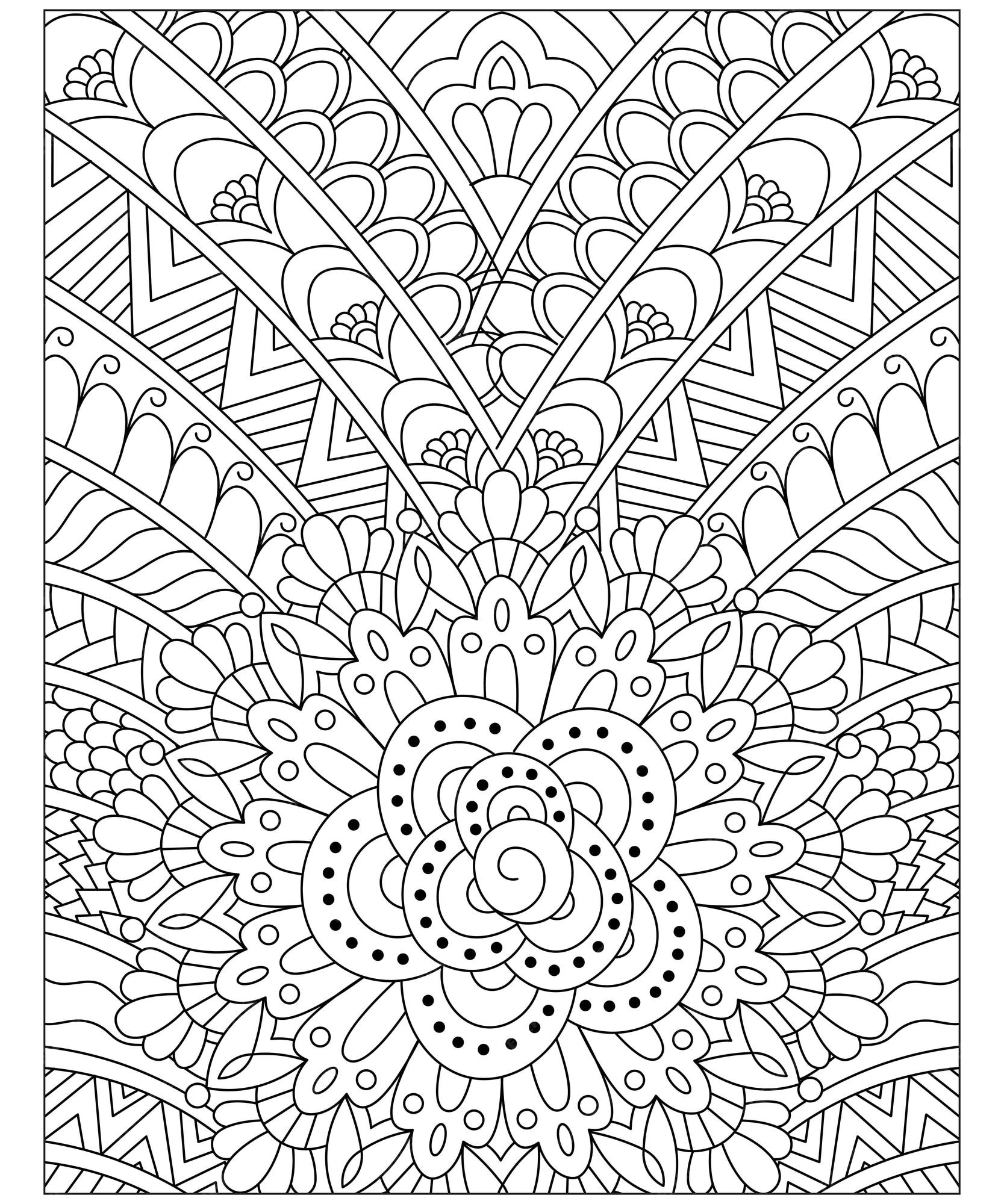 Premium vector hand drawn mindful pattern adult coloring book beautiful line art modern coloring page illustration