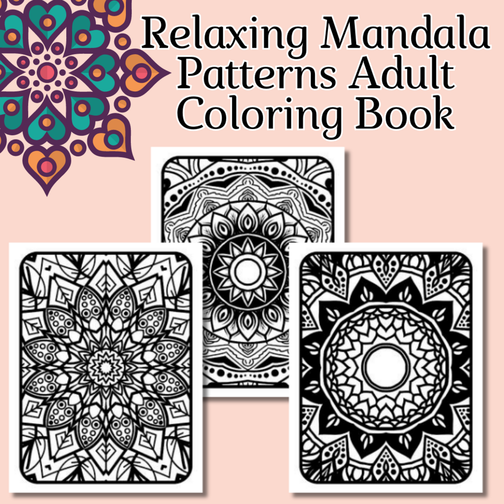 Relaxing mandala patterns adult coloring book stress relieving mandala anxiety made by teachers