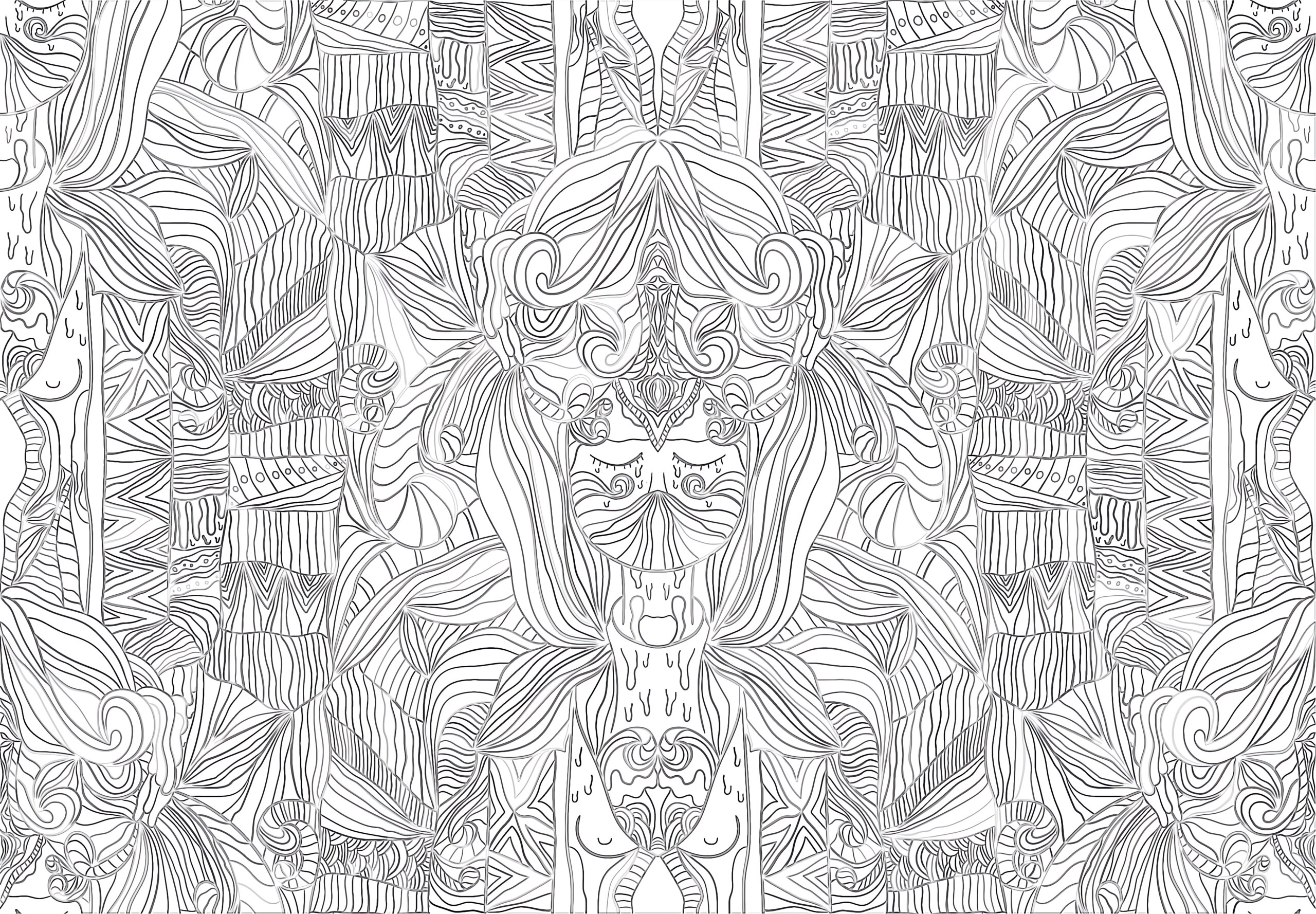 Adult psychedelic pattern coloring page