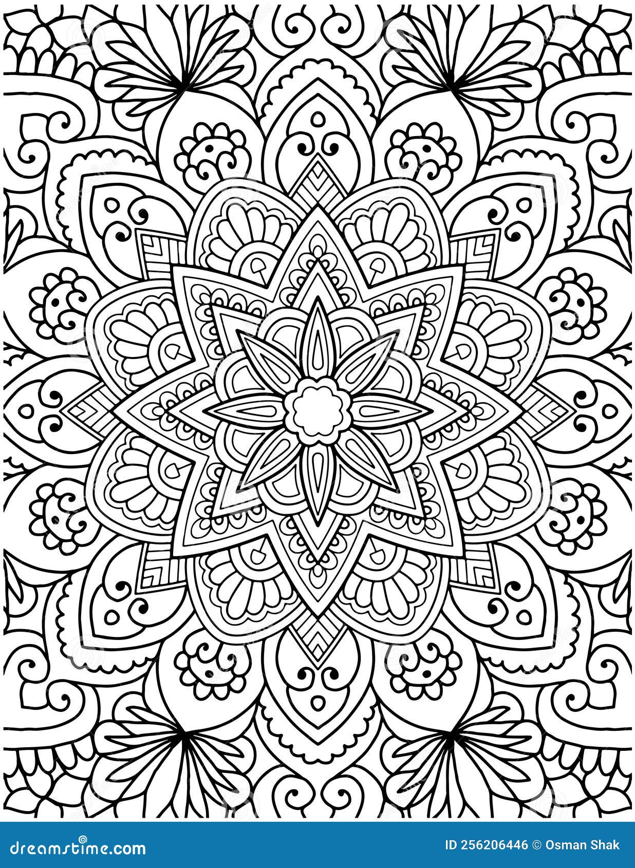 Hand drawn mandala coloring pages for adult coloring book floral hand drawn mandala coloring page stock illustration