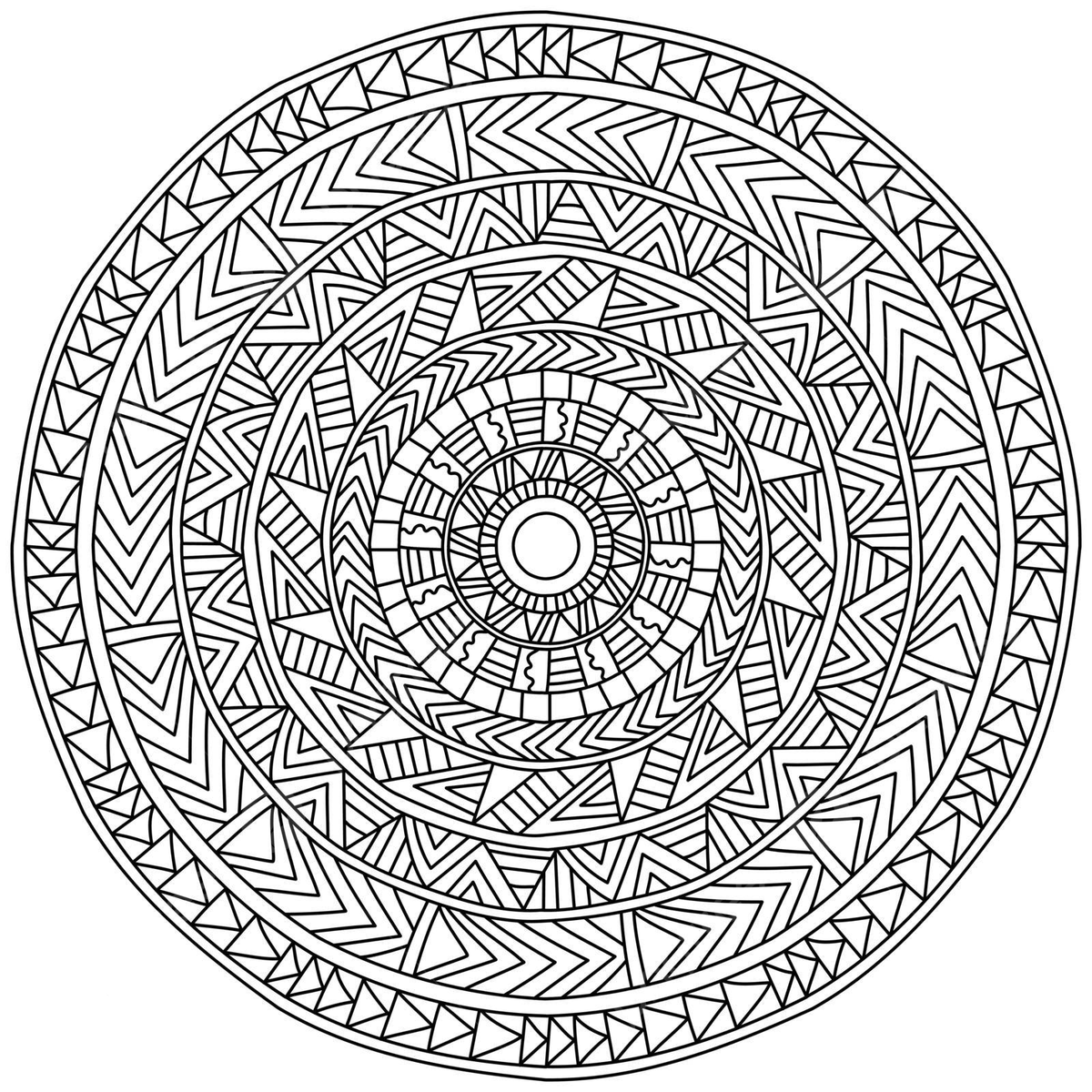 Meditative coloring page design linear patterns of straight lines and triangles outline a mandala vector man drawing ring drawing ear drawing png and vector with transparent background for free download