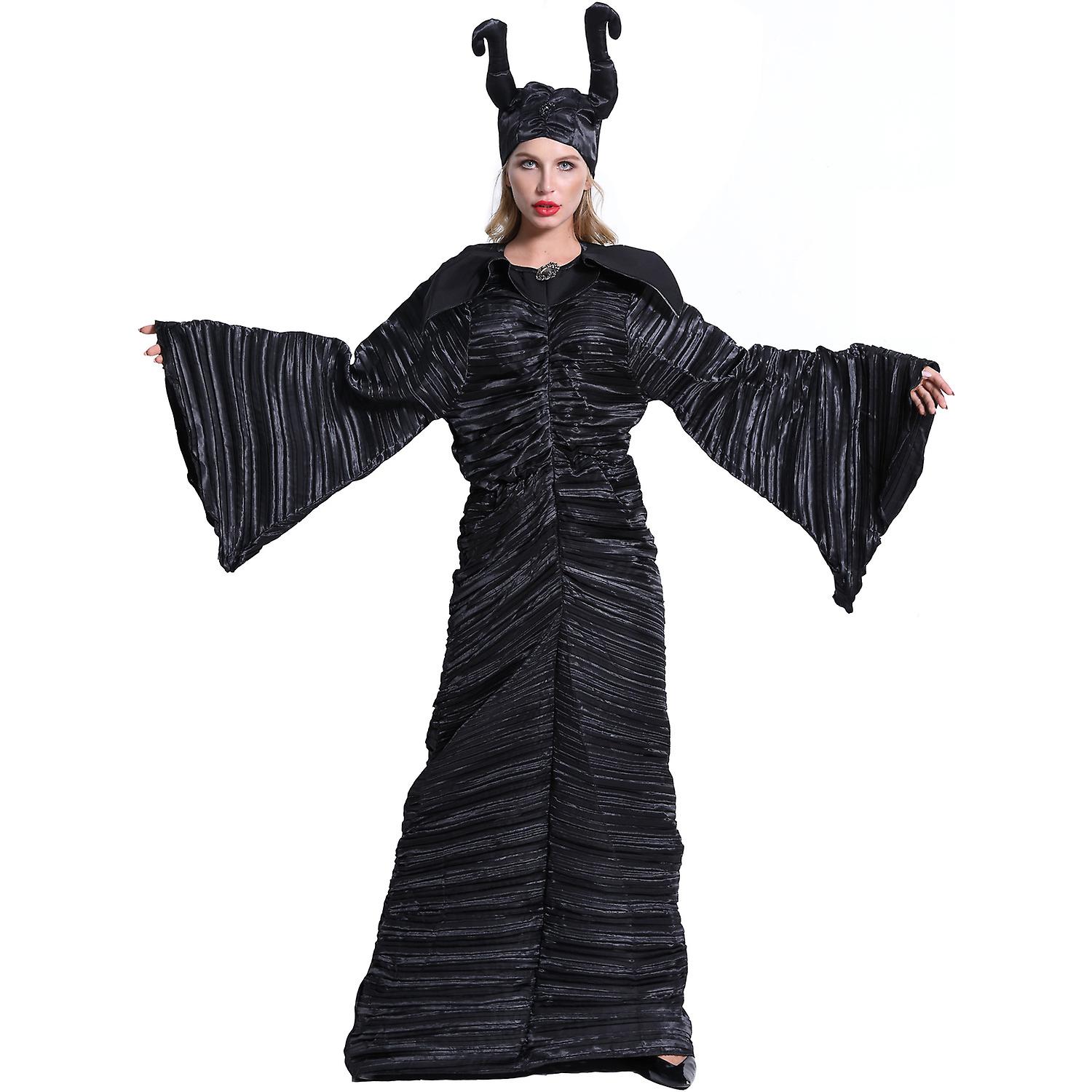 Caraele plus size halloween stume maleficent dark witch stume horn witch stume uniform