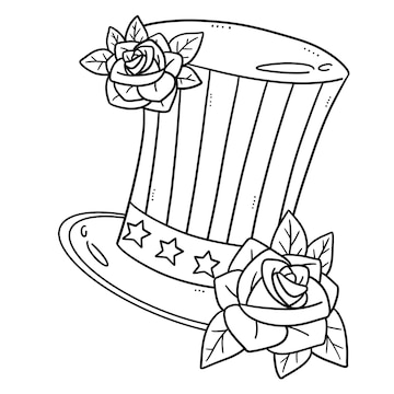 Premium vector american top hat isolated coloring page for kids