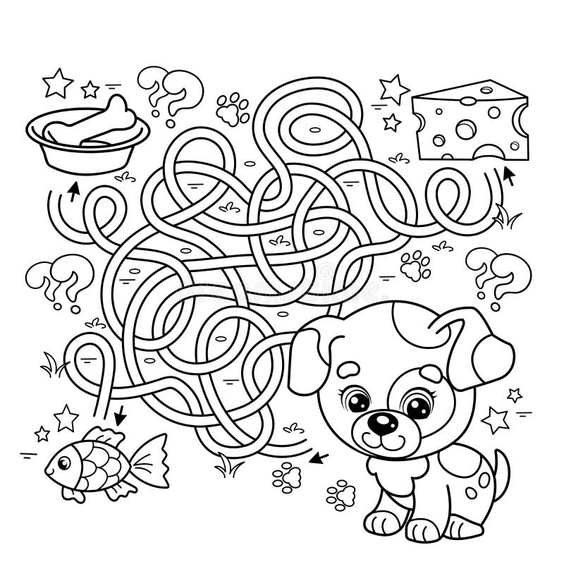 Dog maze coloring stock illustrations â dog maze coloring stock illustrations vectors clipart