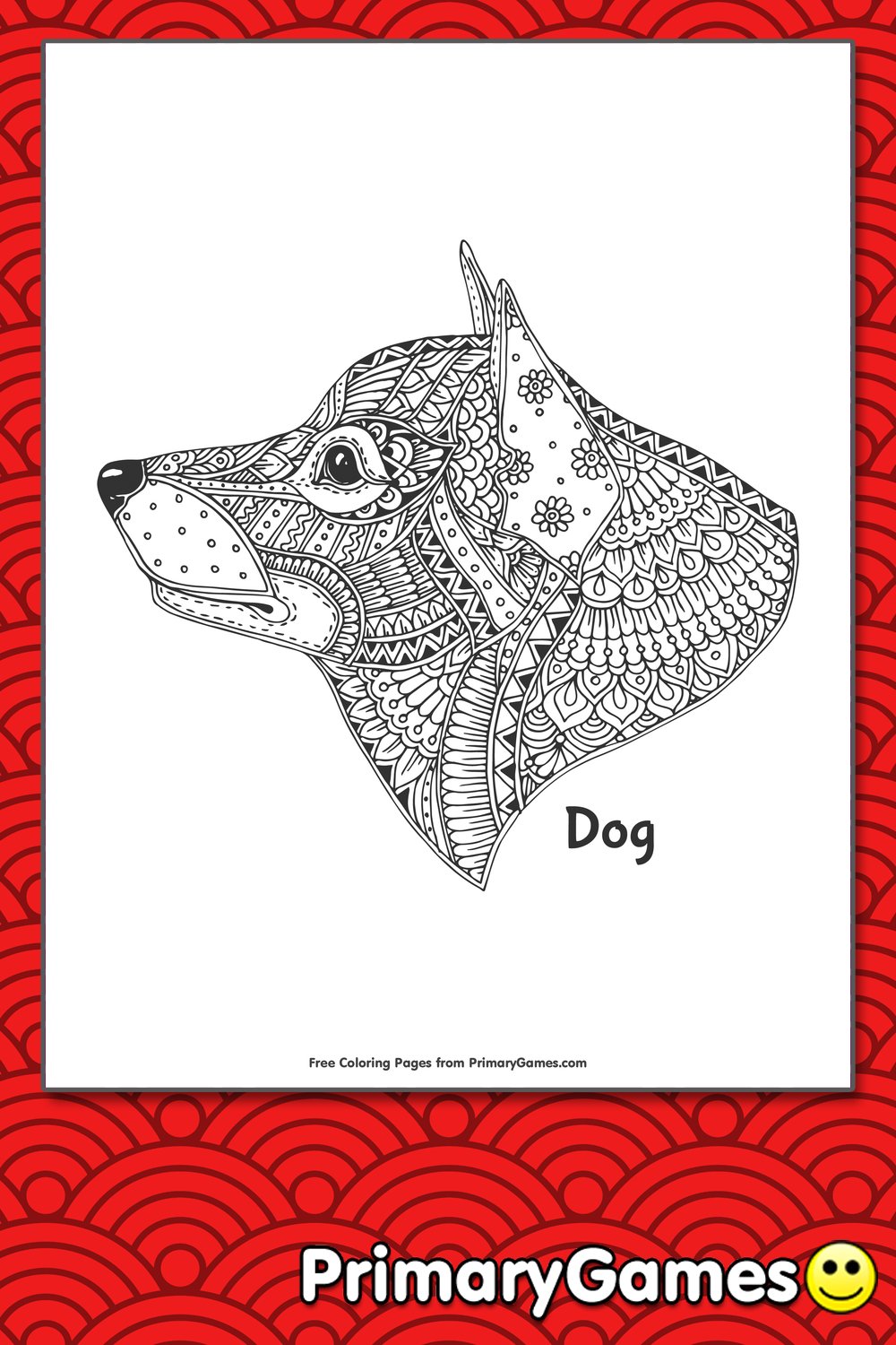 Zentangle dog head coloring page â free printable pdf from