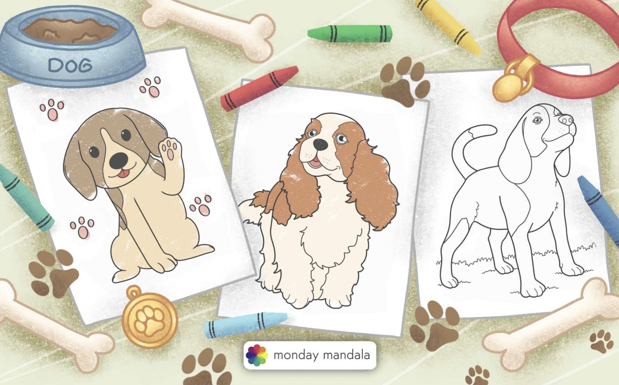 Dog coloring pages free pdf printables