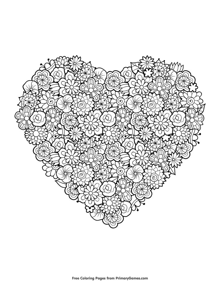 Colorful valentines day coloring page