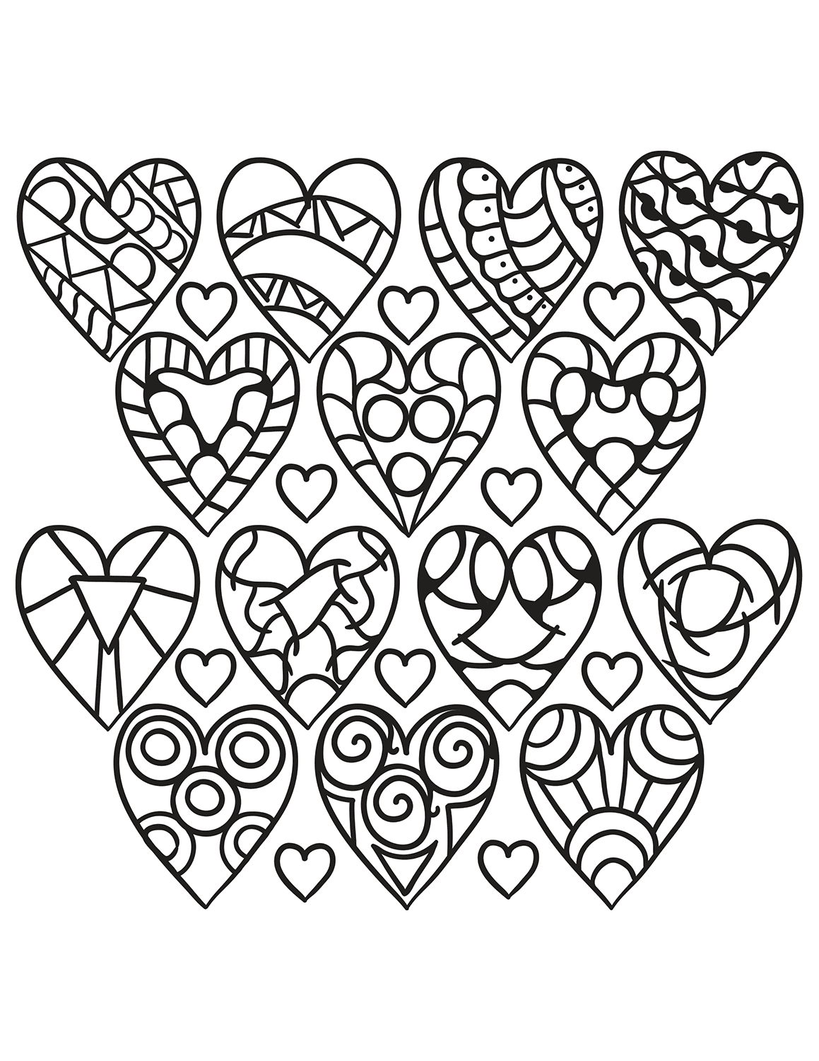 Hearts coloring pages for adults